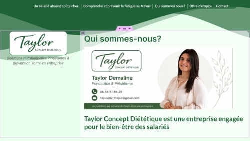 Site Taylor Concept Diététique, prévention santé en entreprise